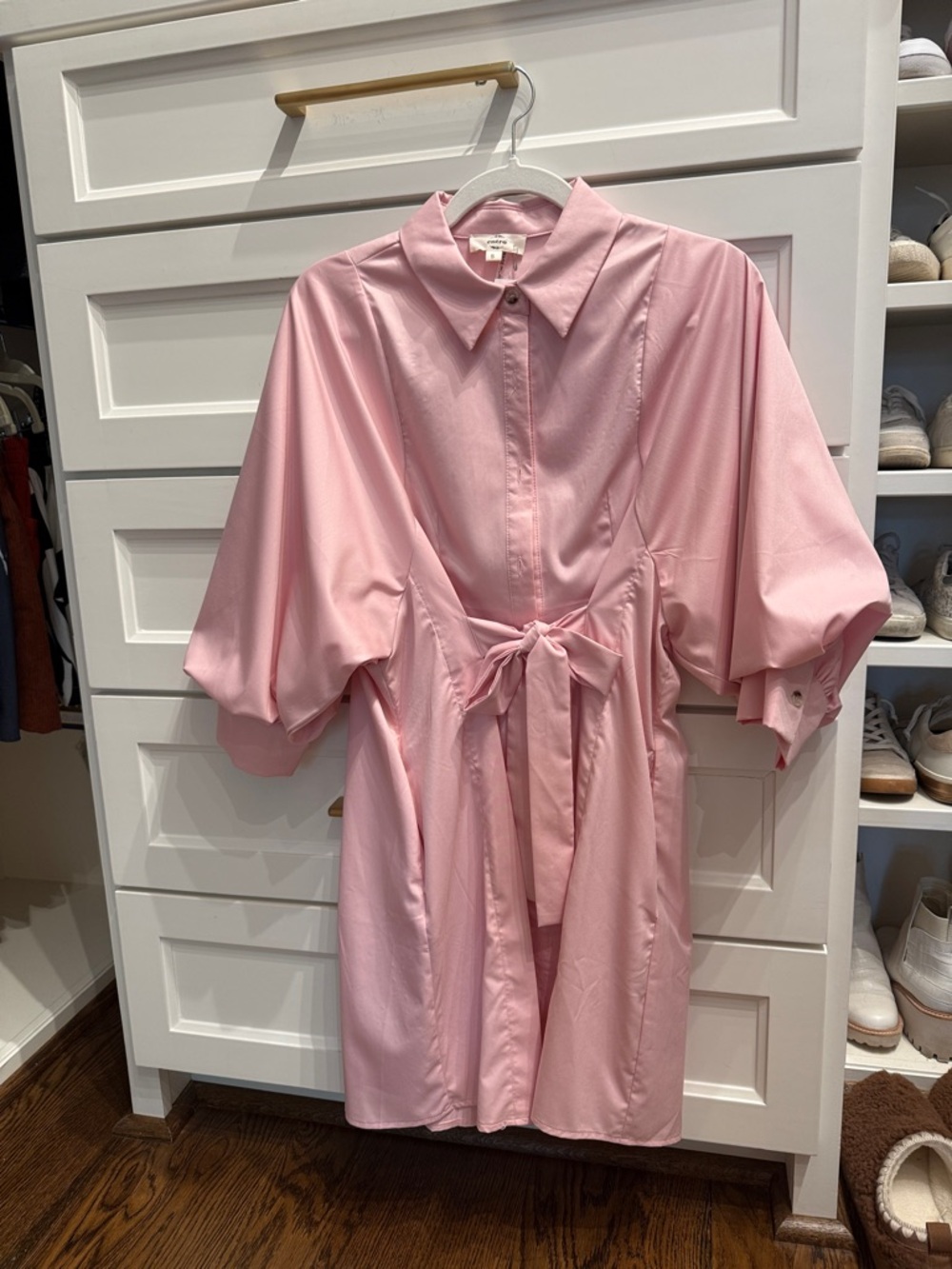 entro Pink Mini Shirt Dress with Tie Waist